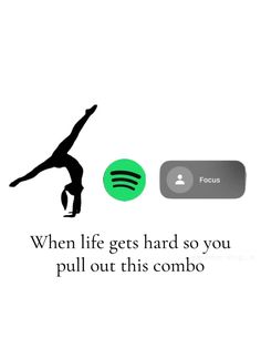 a person doing a handstand in front of a white background with the words, when life gets hard so you pull out this combo