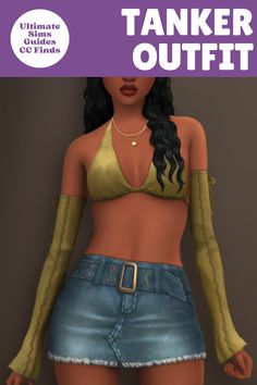 The Tanker outfit is one of my favourites in my mods folder for #THeSims4 this outfit has a swim-style top with detached sleeves and a fun denim skirt with a wide belt