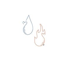 two fire and water logos on a white background, one is blue and the other is red