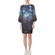 Galaxy dress, Blue Galaxy Print, Blue Outer Space Dress, Stars Constellation, Celestial dress, Fantasy Party Dress, Festival, Universe dress Bell Sleeve DressGalaxy image of stars forming region in the Large Magellanic Cloud (LMC).Bell Sleeve Dress Type: Polyester 95%, Spandex 5%, Horn Sleeves, for Women16.58 Oz. Designed for fashionable women.Material:polyester 95%, spandex 5%, soft and comfortable.Relaxed fit and special neckline, fully customizable.Bell sleeves with lining and generous cut, s Blue Star Print Party Dress, Fitted Star Print Mini Dress For Night Out, Fitted Star Print Mini Dress, Fitted Star Print Spring Dress, Fitted Star Print Dress For Spring, Fitted Blue Star Print Dresses, Blue Star Print Dress For Spring, Blue Dress With Star Print For Spring, Blue Spring Dress With Star Print