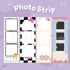 a photo strip with different pictures on it