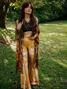 Pleated Tie Dye Bells in Mustard - Kantha Bae High Waist Hippie Festival Pants, Boho Hippie Fashion, Boho Winter Outfits Hippie, Hippie Rave Outfits, Modern Hippie Aesthetic, Hippie Wide-leg Parachute Pants For Festival, Spiritual Outfits, Boho Hippie Aesthetic, Hippie Style Tie-dye Pants For Festival