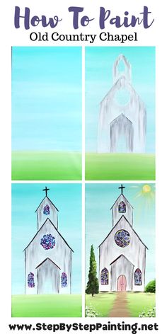 how to paint old country chapel with step by step painting instructions for kids and adults