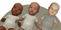 three baby babies in white bodysuits sitting next to each other