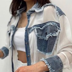 Denim Womens Shirt, Reworked Clothes, Cropped Wide Leg Trousers, African Wear Styles For Men, Jackets Casual, Blouse Casual Fashion, Stylish Winter Outfits, Fashion Sewing Tutorials