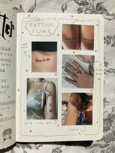 an open book with pictures of tattoos on it