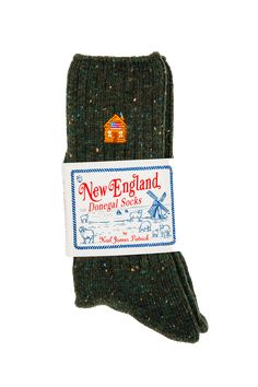 Put your coziest foot forward in our limited edition New England donegal socks. It's our spin of the yarn take on an Irish classic. We kept the signature feel and flecks you're used to in a donegal but added a distinctly New England touch with our seaside embroidery. Product Details: One size fits most Wash cold, lay flat to dry 10% Cotton, 10% Wool, 25% Nylon, 55% Acrylic Imported Please note, we do not accept returns on our New England Donegal Socks. All purchases are final. Embroidery Product, Kiel James Patrick, James Patrick, Deep Winter, Cozy Cabin, Shopping List, Stocking Stuffers, New England, Mood Board