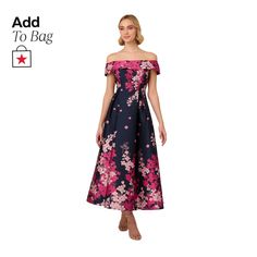 in stock Von Maur, Flared Dress, Floral Jacquard, Navy Pink, Adrianna Papell, Dillard's, Fit And Flare Dress, Department Store, Flare Dress