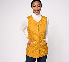 This stylish tunic vest features a quilted front and a sweater back, the perfect layer that will elevate your ensembles for a casual daytime look. From Denim & Co.® Fashions. Tunic Vest, Quilted Sweater, Stylish Tunic, Winter Vest, Blazer Fashion, Body Fit, 8 Plus, Denim Women, Vest Jacket