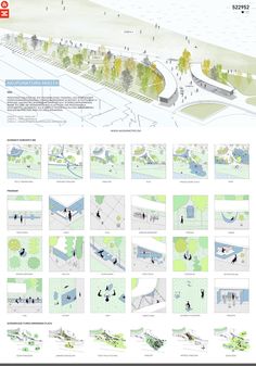 the diagram shows how people are walking and riding in different directions, with trees on each side