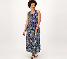 Best dressed at the beach? Looking cool at the pool? That's you! This resort-ready midi dress is here for it all -- along with being your first choice for sampling summer adventures a little closer to home, too. Sidewalk to boardwalk, soak in the sun or grab supper seaside in this street-to-beach (and so comfy) knit midi. From Denim & Co.® Fashions. Dress For Petite Women, Blue Plaid Dress, Linen Blend Dress, Corduroy Overall Dress, Dress And Jacket Set, Denim Maxi Dress, Flounced Dress, Tank Top Dress, Black Velvet Dress