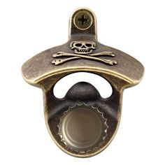 a bottle opener with a skull and crossbones on the top is shown against a white background