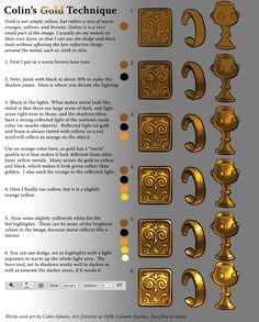 the instructions for how to make an ornate gold - plated metal object with metallic foil