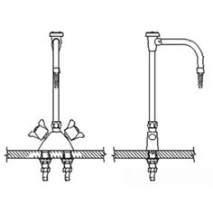 three different types of faucets are shown in black and white, including one with two