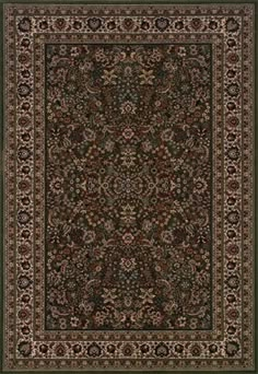 a black and beige rug with an ornate design on the bottom, in front of a white background