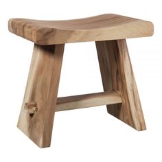 a wooden stool made out of wood on a white background