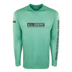 a blue long sleeved shirt with the words dpf on it