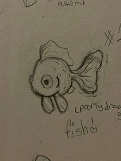 a drawing of a fish with words written on it