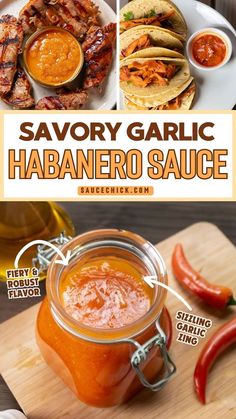 Garlic Habanero Sauce Recipe Habanero Sauce Recipe, Pepper Sauce Recipe, Habanero Sauce, Homemade Hot Sauce, Hot Sauce Recipes, Meatless Main Dishes, Habanero Peppers