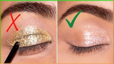 How To Do Glitter Eyeshadow, Glitter Eyeshadow For Hooded Eyes, Applying Glitter Eyeshadow, Glitter Shadow Looks, Sparkling Makeup Glitter, Easy Glitter Eyeshadow, Liquid Glitter Eyeshadow Tutorial, Glitter Hooded Eye Makeup, Glitter Makeup For Hooded Eyes