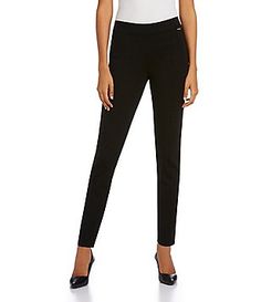 Calvin Klein Skinny Ponte Pants Chic Stretch Leggings With Pockets, Calvin Klein Casual Full Length Bottoms, Chic Straight Leg Pull-on Leggings, Elegant Mid-rise Stretch Bottoms, Elegant Stretch Mid-rise Bottoms, Elegant Tapered Leg Leggings, Chic Leggings With Pockets, Calvin Klein Casual Straight Leg Pants, Casual Calvin Klein Straight Leg Pants