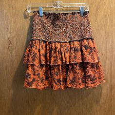 Beautiful Zara Skirt. Size Small. Stretchy. Short But Not Too Short’!! Burnt Orange Colors. From A Smoke Free Pet Free Home Casual Zara Ruffled Skirt, Casual Ruffled Skirt By Zara, Zara Casual Ruffled Skirt, Zara Tiered Skirt For Vacation, Zara Casual Tiered Skirt, Casual Zara Tiered Skirt, Casual Orange Tiered Skirt Bottoms, Casual Orange Tiered Skirt, Zara Casual Stretch Skirt