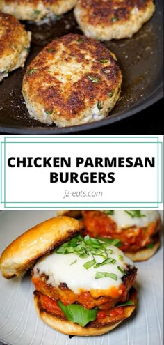 chicken parmesan burgers with sauce and cheese