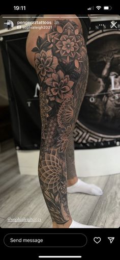 a person with a tattoo on their leg