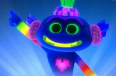 a cartoon character with headphones and neon colors