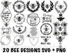 20 bee designs svg and png