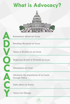 an ad with the words advocacy written in green and white on it, which reads what's advocacy?