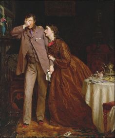 a painting of a man and woman standing next to each other