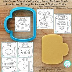 When my friend Callye sent me this cutter design for a mug last year to see if I wanted to make it into a cutter, I was so happy to do so. The Box Suitcase, Sweet Sugarbelle, Sugar Cookie Designs, Fishing Tackle Box, Fall Cookies, Chocolate Caliente, Creative Cookies, Valentine Cookies, Tackle Box