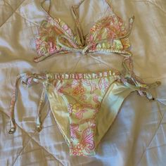 Brand New Unworn Wildfox Unicorn Bikini Swim Set. Tags Have Been Removed But Hygienic Liner Is Still In Place. Print Has Swirly Unicorns And Strawberries, Just Adorable! Top Has Adjustable Straps And Ties In The Front. Bottom Ties On The Side. Ruffled Edges! Both Are Size Xs! Tropical Swimsuits, Tropical Bikinis, Reversible Bikinis, Wildfox Couture, Cute Swimsuits, Cute Bikinis