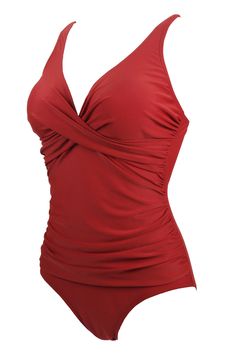 Fabric: 88%Nylon12%Spandex. The fabric is comfortable for skin. Occasion: Perfect for vacations, summer, beach & pool with unique and chic style. SIZE CUP BUST WAIST S 34B 34-35 26-27 M 36C 36-37 28-29.5 L 38C 38-39 31-32 XL 40D 42-43 34-35 2XL 40DD 44-45 37-38 3XL 42D 46-48 39-41 Note: Sizes are in inches. Please allow 0.4"-0.8" differs due to manual measurement. Summer Nylon Stretch Tankini, Stretch Nylon Summer Tankini, Beach Nylon Ruched Tankini, Beach Ruched Nylon Tankini, Ruched Nylon Tankini For The Beach, Chic Solid Color Tankini For Beach Season, Ruched Nylon Tankini For Sunbathing, Red Nylon Swimwear For Sunbathing, Red Nylon Swimwear For The Beach