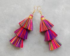 Mix It Ip Collection - Etsy Traditional Multicolor Beaded Fringe Tassel Earrings, Traditional Multicolor Beaded Tassel Earrings, Multicolor Fringe Tassel Earrings For Spring, Multicolor Tassel Earrings With Latkans For Summer, Multicolor Latkans Tassel Earrings For Summer, Festival Beaded Tassel Earrings, Festive Bohemian Beaded Tassel Earrings, Traditional Multicolor Tassel Earrings With Latkans, Bohemian Rainbow Tassel Earrings