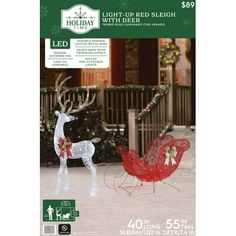 the holiday light up sleigh with deer