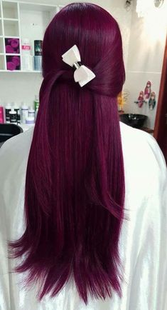 True Violet Hair Color Loreal Hicolor, Purple Over Red Hair, Wine Red Purple Hair, Dark Fuchsia Hair, Fuschia Hair Color, Deep Wine Hair Color, Berry Red Hair, Dark Magenta Hair, Purple And Red Hair