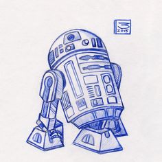 a drawing of a r2d2 robot from star wars