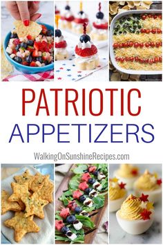 patriotic appetizers collage with text overlay