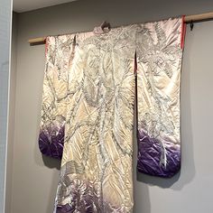 Japenese Silk Wedding Kimono, Purple,Orange,White 70 In Long, 52 In Wide. Beautiful To Hang On Wall. Bought In Japan Japanese Wedding Kimono, Japanese Wedding, Wedding Kimono, Silk Wedding, Wedding Ceremonies, Purple Orange, Kimonos, Orange White, Wedding Ceremony