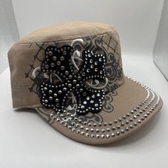 2000s style Rhinestone cross cadet bratz style hat! Size information: ⬇️  * Measured in Adult sizes!  * 22 inches around the crown. * Velcro adjustable in the back (see all photos for reference) Add some early 2000s flair to your wardrobe with this cadet hat in white! With a blingy cross design and a colorful range of options, this cadet style cap is sure to make a statement. (But in a cool way, not in a "trying too hard" way, ya know?) Limited stock, so grab yours now! ♡ hi, thank you so much f Rhinestone Hats, Y2k Shop, Extreme Happiness, Y2k Hats, Real Y2k, 2000s Accessories, Trashy Y2k Aesthetic, Rhinestone Hat, Y2k Hat