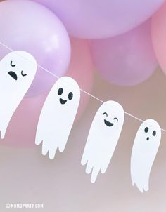 ghost garland with balloons in the background