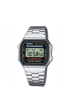 This Iconic Casio watch is the epitome of vintage cool. The face features a digital mineral crystal face and a stainless steel strap. Modern Silver Digital Watch With Stopwatch, Retro Silver Watch With Analog Display, Vintage Silver Digital Watch With Stopwatch, Casio Digital, Los Angeles Apparel, Mens Digital Watches, Retro Watches, Watch Repair, Watch For Women