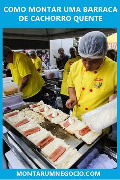 a woman in yellow shirt preparing food on top of a grill