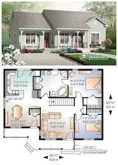 the floor plan for a small house with two bedroom and an attached garage area, is shown