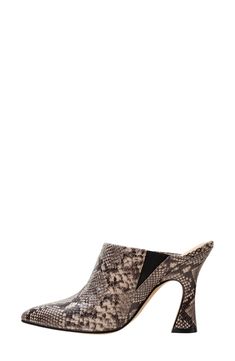 A slightly flared heel and pointed toe bring contemporary flourish to a soft mule crafted from smooth or snakeskin-embossed leather. 4 1/4" heel Slip-resistant sole Leather upper/synthetic lining/rubber sole Imported Snake Print Heels With Pointed Toe For Evening, Evening Heels With Snake Print And Pointed Toe, Leather Snake Print Heels For Formal Occasions, Formal Leather Heels With Snake Print, Formal Snake Print Heels With Pointed Toe, Formal Snake Print Leather Heels, Leather Snake Print High Heels, Spring Snake Print Pointed Toe Heels, Embossed Leather