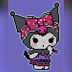 an image of a pixel art with a skull wearing a pink hat and bow tie