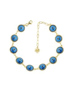 Gold Plated Sterling Silver Blue Evil Eye Women Link Bracelet Art Bracelet, Silver Link Bracelet, Wrist Bracelet, Art Necklaces, Silver Chain Style, Bad Luck, Blue Evil Eye, Eye Bracelet, Evil Eye Bracelet