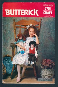 Sewing Pattern 22 Inch Rag Doll & Doll Clothes Butterick - Etsy Rag Doll Pants Pattern, Sewing Challenge, Threads Magazine, Crafts Sewing Patterns, Rag Doll Pattern, Paper Sewing Patterns, Butterick Sewing Pattern, Girl And Boy, Craft Sewing